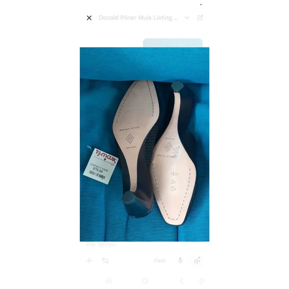 Donald Pliner Black Woven Woven Heeled Mules Slides Leather Sole Women's 7 1/2